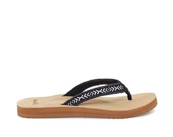 Sanuk Fraidy Tribal Hemp Women's Flip Flops Black / White | Canada 145BEX